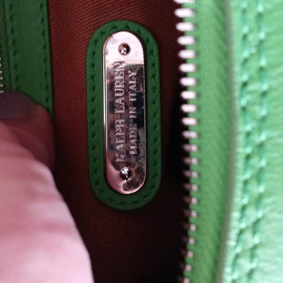 💚RARE Ralph Lauren💚 - Kelly Green Leather Equestrian Stirrup Hobo Bag - Picture 3 of 16